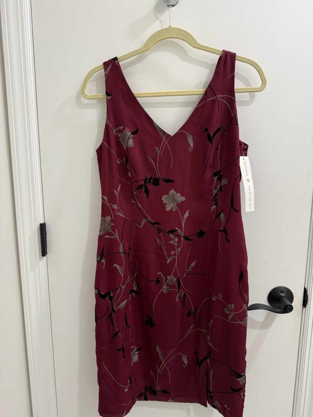 Sleeveless Burgundy Floral Midi Dress